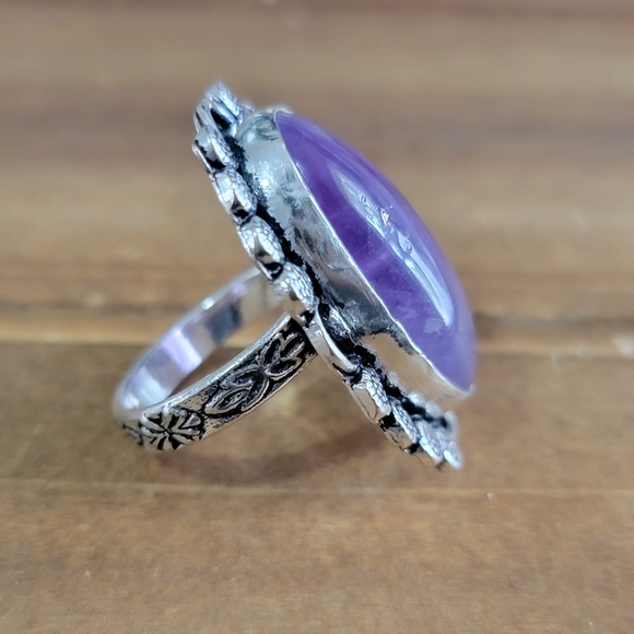 Native Amethyst Gemstone Ring Size 7 925 Silver Boho Womens Jewelry West… - Picture 3 of 6